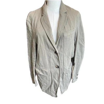 Zara linen jacket Womens Oversized XS Olive Green Utility Style 2 Buttons - Image 1 of 4