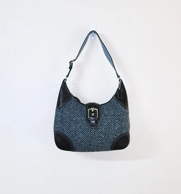 Vintage Y2K 2007 Blue Coach Soho Herringbone Buckle Hobo Bag - Image 1 of 4