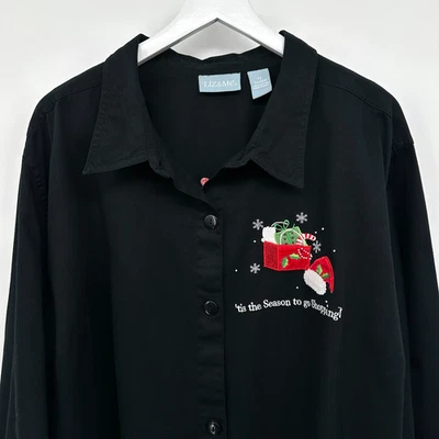 Camisa túnica Liz & Me talla grande 5X temporada navideña para ir de compras 100 % algodón Foto 1 de 4