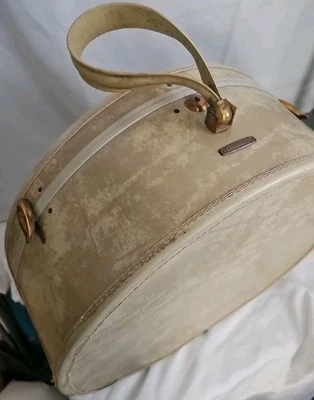 Maleta Samsonite de colección Shwayder sombrero redondo caja tren estuche rígido 18" beige Foto 1 de 4