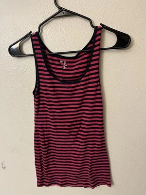 Gap современный бак женщин верхний размер маленький розовый в полоску без рукавов Майка блузка - Изображение 1 из 4