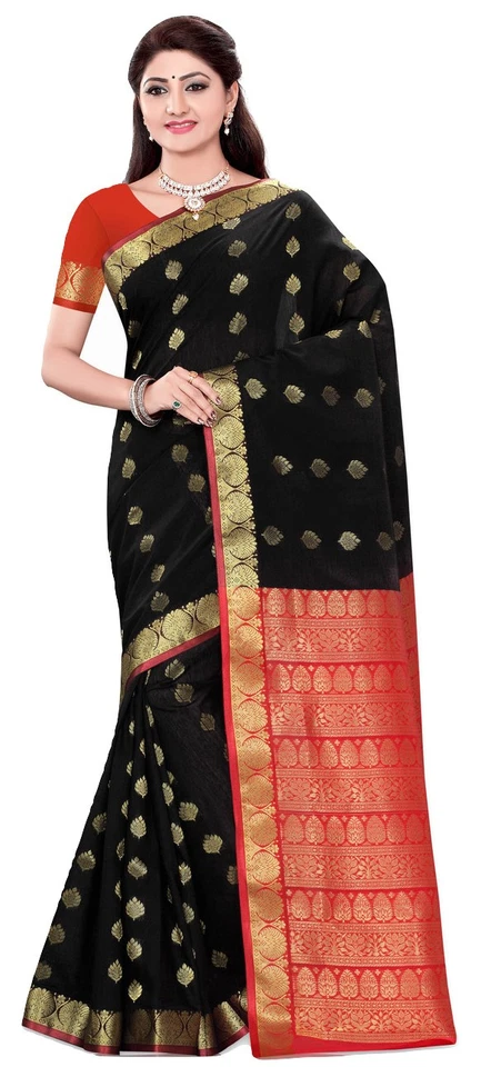 Sonal Black Art Silk Sari Saree Bellydance Wrap - Image 1 of 1