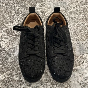 Christian Louboutin Herren Schwarz Louis Junior Strass Niedrig Verziert Turnschuhe - Bild 1 von 17
