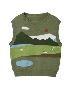 Kina and Tam Homestead Sweater Vest Women's 2XL Green Farm Life Sheep - Bild 1 von 13