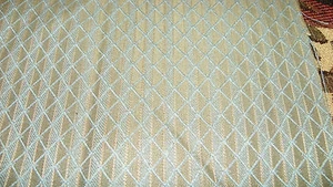 Blau Taupe Rautenmuster Damast Polsterstoff 1 Yard R156 - Bild 1 von 1