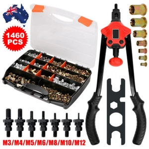 Heavy Duty Rivet Nut Riveter Rivnut Nutsert Gun Riveting Tool Kit Thread M3-12 - Picture 1 of 13