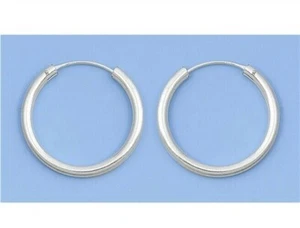 Continuous Hoop Earrings Sterling Silver 925 Thickness 2.5 mm Diameter 25 mm - Picture 1 of 1
