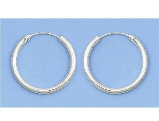 Continuous Hoop Earrings Sterling Silver 925 Thickness 2.5 mm Diameter 25 mm - Image 1 of 1