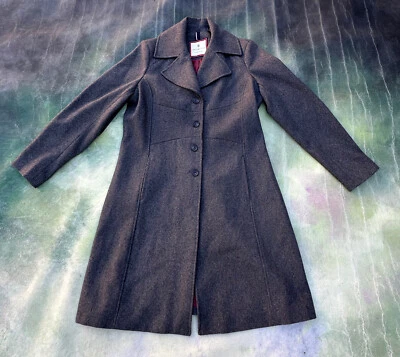 Abrigo para mujer Tommy Hilfiger mezcla de lana forrado guisante talla L. Foto 1 de 4