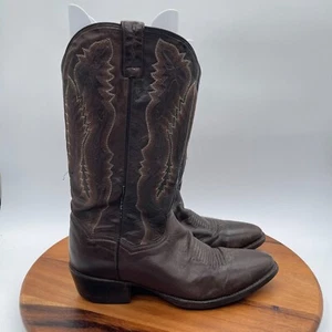 Dan Post Boots Mens 9 EW Western Cowboy Brown Leather Almond Toe Pull On - Picture 1 of 13