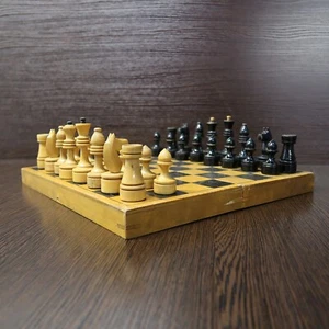 Juego de ajedrez soviético 1964, antiguo juego de ajedrez de madera con tablero, antiguo conjunto vintage - Imagen 1 de 12