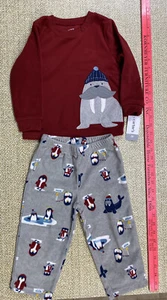 CARTERS Pantalone e Top Invernale Felpato 2T Nuovo con etichette Unisex Ragazzo o Ragazza - Foto 1 di 8