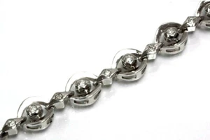 1.1 ctw Natural Diamond Solid 14k White Gold Bezel Set Navette Eye Link Bracelet - Picture 1 of 2