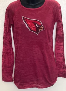 AZ Cardinals T-Shirt Womens Medium Long Sleeve Fitted Football Rhinestones - Picture 1 of 5