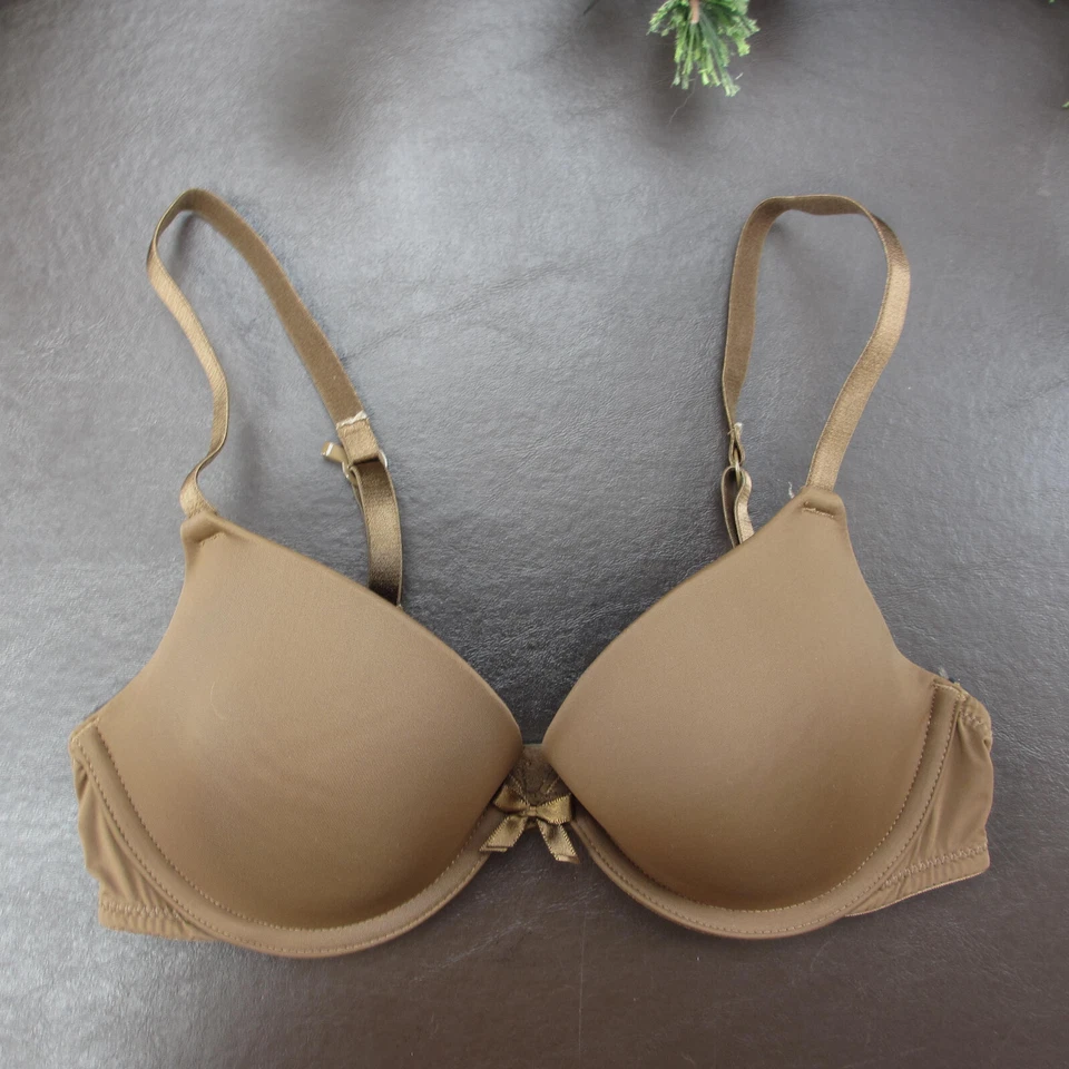 Sujetador Xhilaration 32B marrón acolchado con aros cierre ajustable trasero Foto 1 de 4