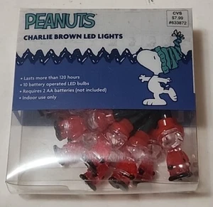 Peanuts Charlie Brown Santa Hat 10 LED Mini String Lights New CVS - Picture 1 of 4