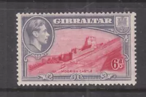 GIBRALTAR 1938 KGVI perf. 13 1/2, 6d. Carmine & Violet, hhm. - Picture 1 of 1