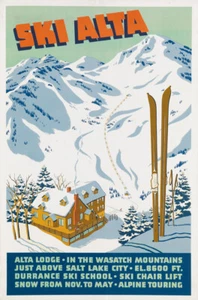 Póster de esquí de viaje vintage de Ski Alta Lodge - Imagen 1 de 1
