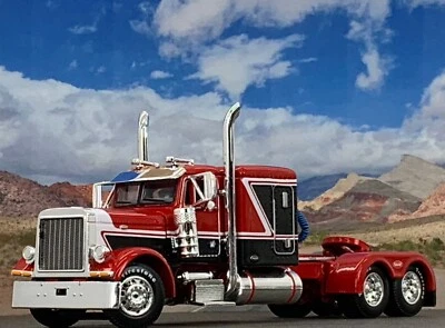 1/64 DCP RED/WHITE/BLACK PETERBILT 379 63" FLAT TOP SLEEPER - Image 1 of 4