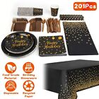 Black Gold Birthday Party Supplies 201Pcs For 25 Guests Dinnerware Set Decor Us
