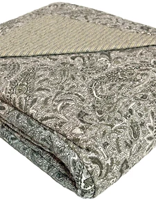 NEW Paisley Stripe Black White Gray Cotton Quilt Bedspread Reversible TWIN Size - Picture 1 of 5