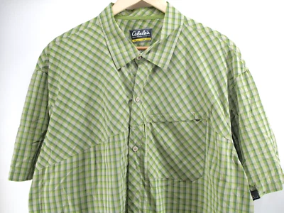 Cabelas Shirt Mens 2XL Green Guidewear Button Up Nylon Plaid - Image 1 of 4