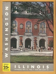 Illinois Illini Washington Huskies 1952 programa de fútbol americano B3 - Imagen 1 de 2