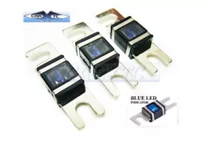 3x MINI FUSIBILE ANL con indicatore blu: LED PLACCATO PLATINO 80A 80 AMP - Foto 1 di 2