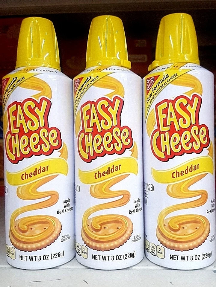 Nabisco Kraft Easy Cheese Squeeze Can Cheddar Flavor ( 3 cans )