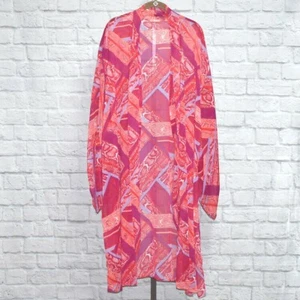 Staubtuch Kimono Gr. XL / 1X mehrfarbig Rottöne alle würdig Hunter McGrady Cover Up - Bild 1 von 5