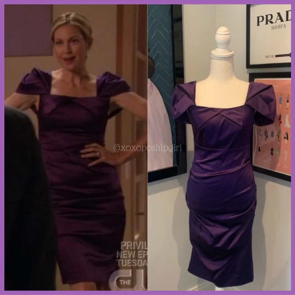 SCREEN WORN Lily van der Woodsen Nicole Miller Satin Purple Dress 4 Gossip Girl - Image 1 of 4