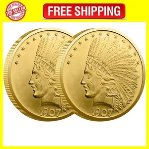 2 Antique Liberty Indian Head 10 Dollar Coin Uncirculated Morgan Dollar Rare Hi. - Picture 1 of 6