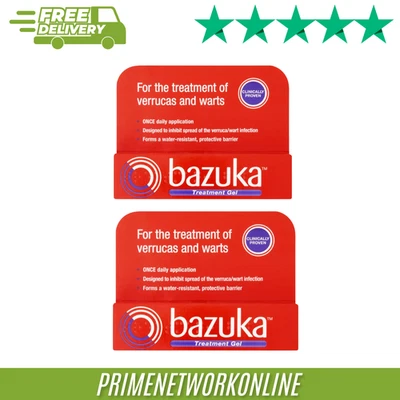 2x Bazuka Treatment Gel 6g – Verrucas & Warts 100% ORIGINAL ⭐⭐⭐⭐⭐