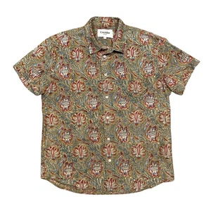 Corridor Handblock Paisley Floral Short Sleeve Button Up Shirt Mens Large - Picture 1 of 9