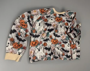 SHEIN Emery Rose Halloween Pumpkin Shirt Waist Length Four X Ghost Pumpkin Bats - Picture 1 of 10
