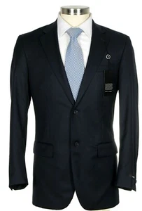 Alfani 40L Mens Classic Fit Navy Blue Striped Two Button Wool Cashmere Sportcoat - Picture 1 of 4
