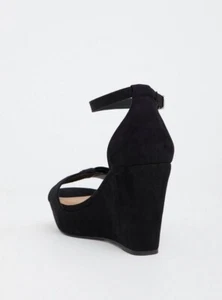 CHARLES DAVID 100% Suede Wedge Sandal-Size 10- Jet Black - Picture 1 of 5