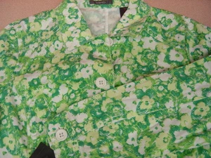 Women's LIZ CLAIBORNE Green Floral Light Weight Button Jacket Size 16 NWT - Picture 1 of 5