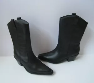 MARKON BLACK LEATHER WESTERN BOOTS WOMEN SIZE US 7 GREAT - Picture 1 of 10
