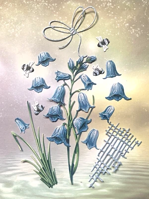 BLUEBELL DIE CUTS..X 15 PCS..CARNATION CRAFTS FLOWER..CARD TOPPER..TURQOISE..X 2