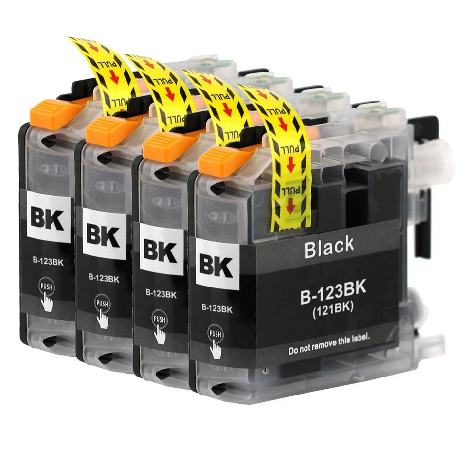 4 Black Ink Cartridges for use with Brother DCP-J132W, MFC-J4410DW, MFC-J650DW - Image 1 of 4