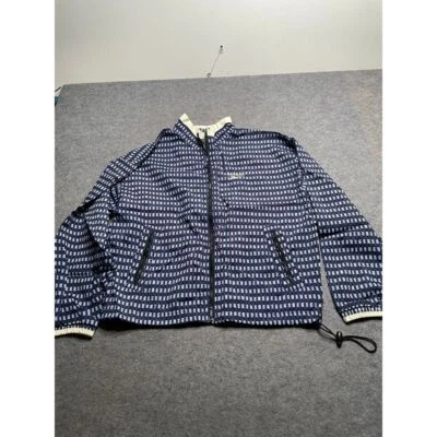 De Colección Reebok Patrón Azul Marino Cremallera Completa Chaqueta de Pista Forrada de Malla Ropa Deportiva Atlética L Foto 1 de 4
