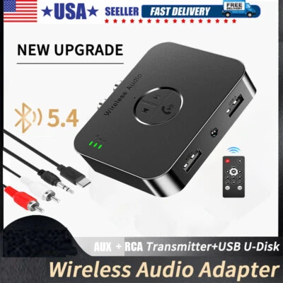 Bluetooth 5.4 Transmitter Receiver 3 IN 1 Wireless Audio 3.5mm Jack Aux Adapter - Image 1 of 4