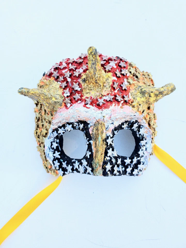 Horn Mask with Stars Handmade One Of A Kind - Image 1 of 4