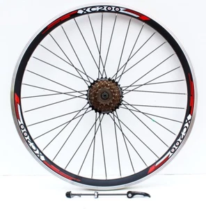 26" QUICK RELEASE MOUTAIN BIKE REAR WHEEL WITH SHIMANO COMPATIBLE SR COG FITTED - Picture 1 of 3