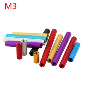 M3 Aluminum Female Thread Sleeve Knurled Round Pillar Rod Bar Stud Connector Nut - Picture 1 of 6