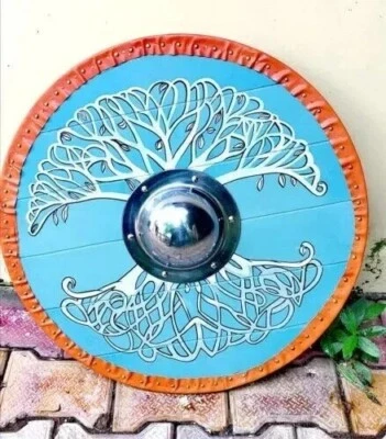 Medieval Tree Viking Wooden Shield Handmade Viking Shield Battle Worn Shield - Image 1 of 4