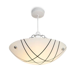 Crosbie Glass Ceiling Uplighter Pendant Shade White Black Chrome Easy Fit - Picture 1 of 6