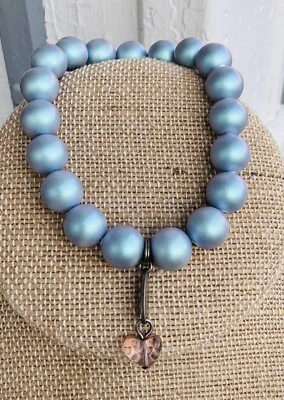 SABIKA ARTISAN IRIDESCENT LIGHT BLUE PEARL STRETCH BRACELET NEW IN BAG - Image 1 of 4