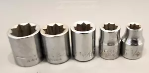 Vintage! 5 Stück Handwerker 3/8" Antrieb SAE 8 Punkt Steckschlüsselsatz! ~1/2"~1/4" ANSEHEN! - Bild 1 von 8